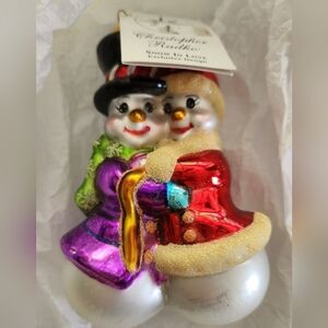 CHRISTOPHER RADKO 'Snow in Love'  Glass Christmas Ornament, Never used with tag!